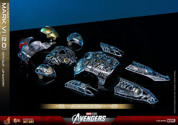 Marvel's The Avengers Movie Masterpiece Diecast Actionfigur 1/6 Iron Man Mark VI (2.0) mit Suit-Up Gantry 32 cm